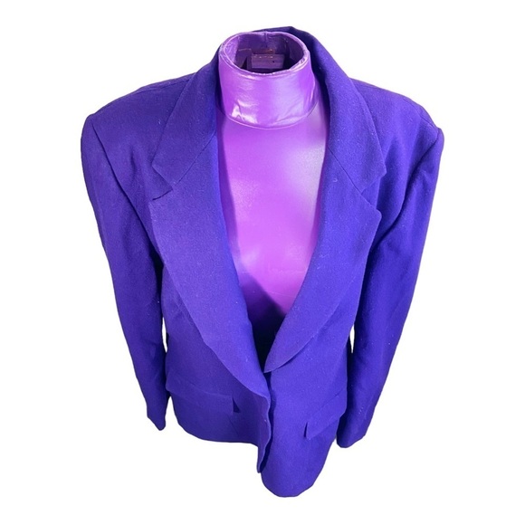 Miss Pendleton purple pure virgin wool two button blazer jacket - Picture 3 of 9